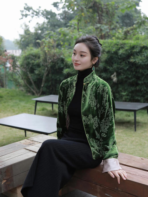 瑕疵|盛唐牡丹|喜上眉梢丝绒外套 商品图6