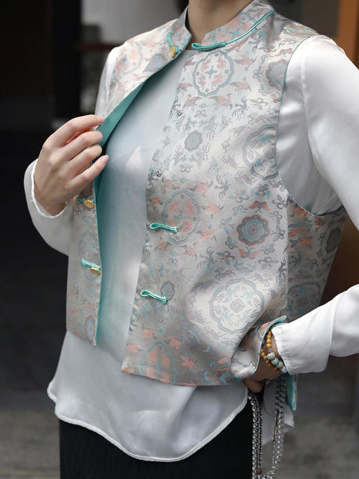 盛唐牡丹 |鹤鹿同春宋锦马甲 商品图4