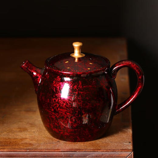 【样品特惠5折，仅1个，无货退款】日本常滑烧昭龙极光天目金顶茶壶250ml 商品图0