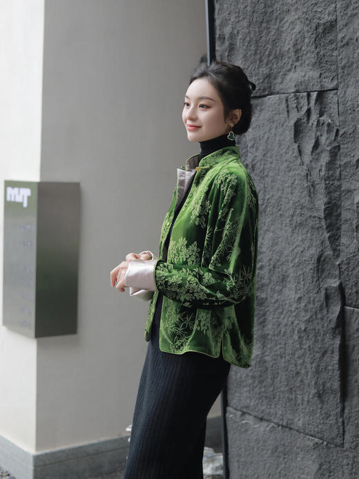 瑕疵|盛唐牡丹|喜上眉梢丝绒外套 商品图4