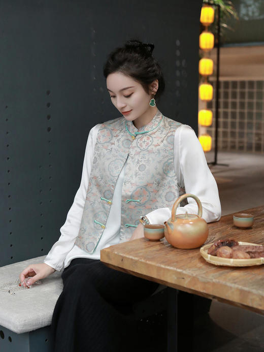 盛唐牡丹 |鹤鹿同春宋锦马甲 商品图5