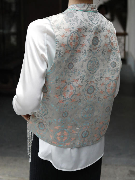 盛唐牡丹 |鹤鹿同春宋锦马甲 商品图3