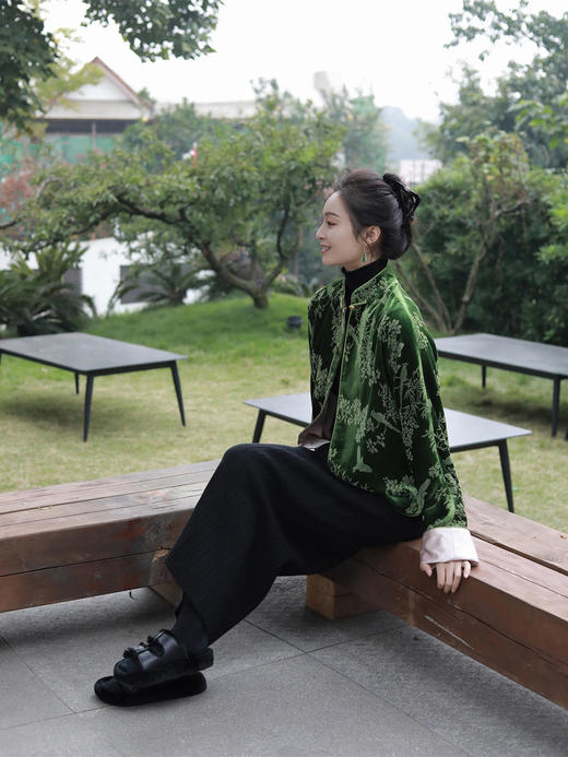 瑕疵|盛唐牡丹|喜上眉梢丝绒外套 商品图8