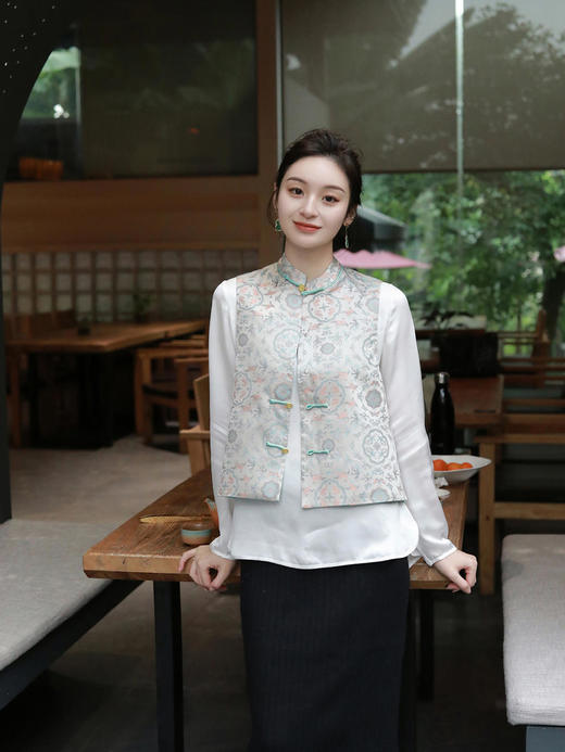 盛唐牡丹 |鹤鹿同春宋锦马甲 商品图6