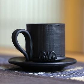 黑陶瓦猫手柄套杯