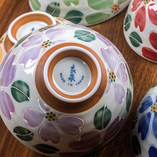 日本进口美浓烧陶瓷饭碗波水华青系列散件餐具 商品图1