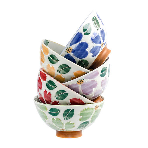 日本进口美浓烧陶瓷饭碗波水华青系列散件餐具 商品图0