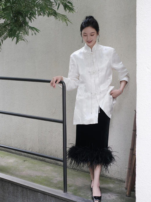 瑕疵|盛唐牡丹 |小立领盘扣新中式提花西装 商品图3