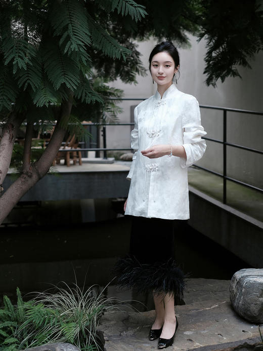 瑕疵|盛唐牡丹 |小立领盘扣新中式提花西装 商品图2