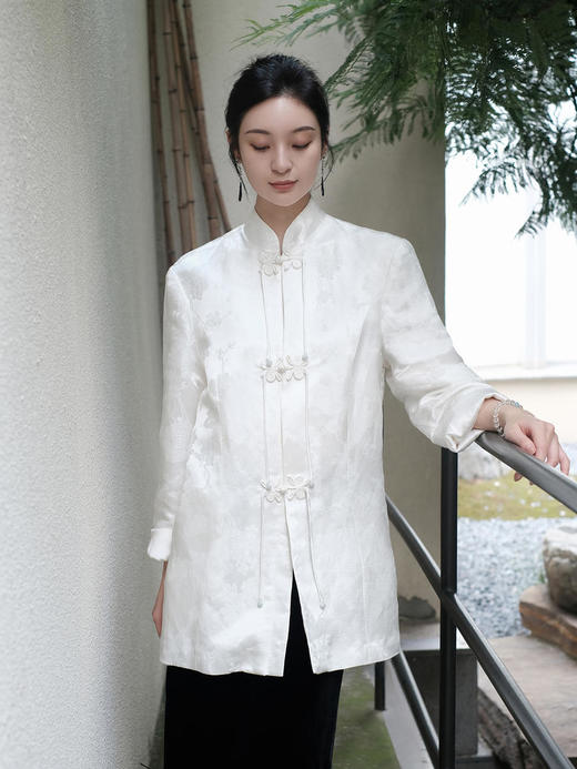 瑕疵|盛唐牡丹 |小立领盘扣新中式提花西装 商品图0
