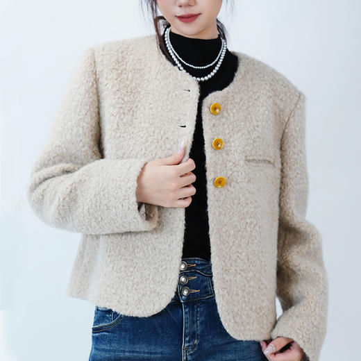 女装2024冬装高定系列羊驼毛外套 2205-82190379▲ 商品图3