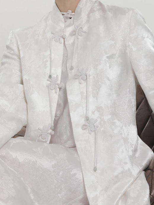 瑕疵|盛唐牡丹 |小立领盘扣新中式提花西装 商品图11