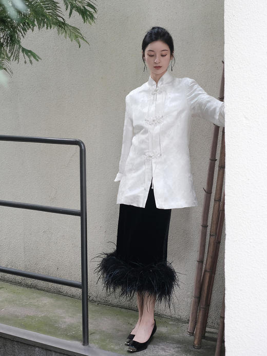 瑕疵|盛唐牡丹 |小立领盘扣新中式提花西装 商品图4