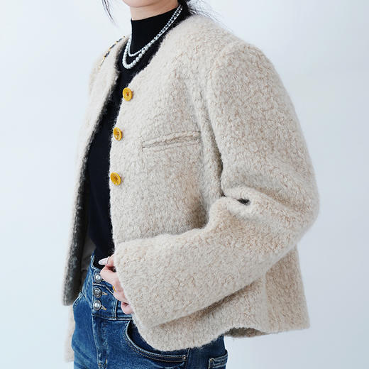 女装2024冬装高定系列羊驼毛外套 2205-82190379▲ 商品图4