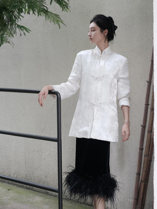 瑕疵|盛唐牡丹 |小立领盘扣新中式提花西装 商品图5
