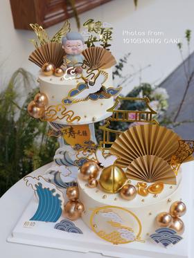 「多福多寿·如鹤如松」悬浮蛋糕·祝寿·100%动物奶油（附图6+8寸双层·提前48小时预订）