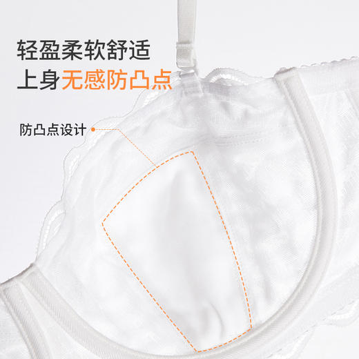 【1月断码福利】奶糖派大胸显小内衣半杯月光曲防凸点超薄无痕蕾丝显瘦承托内衣女 商品图3