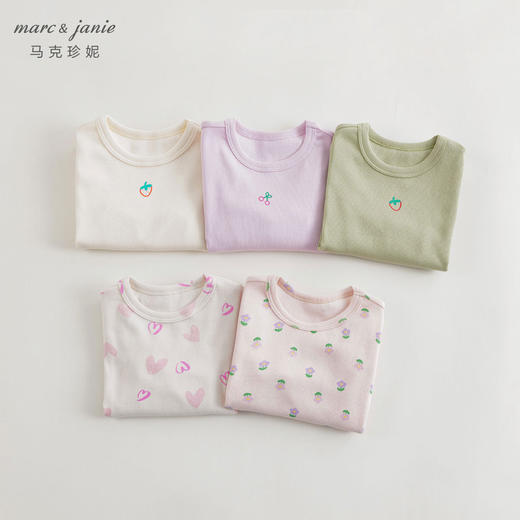 马克珍妮女童无感印花T恤儿童弹力针织长袖T恤上衣春装新品240091 商品图0