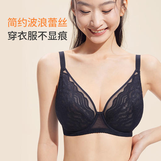【特惠】（月光曲-全罩杯单层）奶糖派大胸显小文胸全罩杯月光曲超薄无痕蕾丝显瘦显小大码内衣女 商品图4