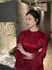 盛唐牡丹 |勃艮第红冠乐绉斜襟上衣 商品缩略图9