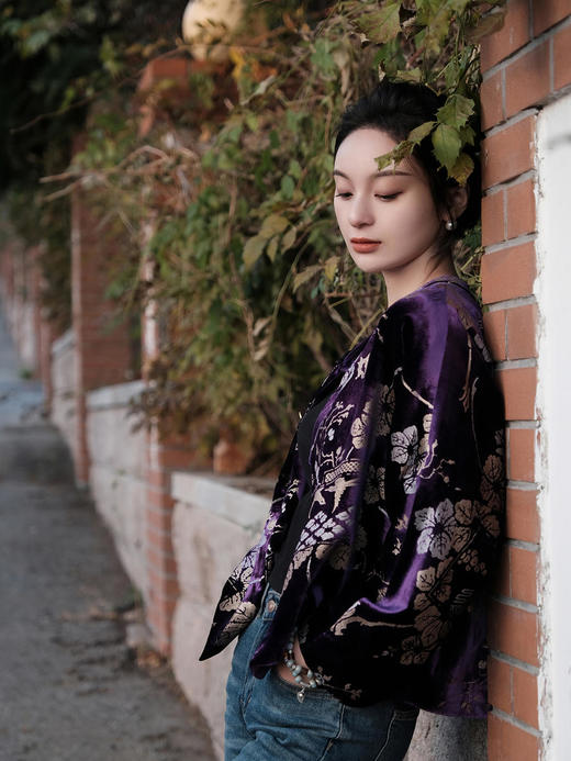 盛唐牡丹 |真丝丝绒烫银外套(三色可选） 商品图4