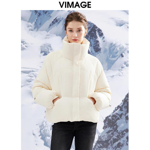 VIMAGE纬漫纪VIMAGE纬漫纪加厚保暖立领简约茧型显瘦 中长款百搭羽绒服冬新款VD2311203 商品图0