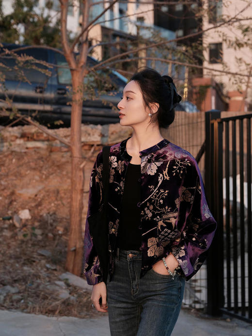 盛唐牡丹 |真丝丝绒烫银外套(三色可选） 商品图12