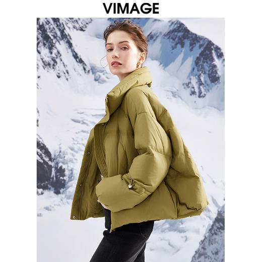 VIMAGE纬漫纪VIMAGE纬漫纪加厚保暖立领简约茧型显瘦 中长款百搭羽绒服冬新款VD2311203 商品图8