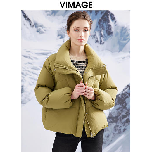 VIMAGE纬漫纪VIMAGE纬漫纪加厚保暖立领简约茧型显瘦 中长款百搭羽绒服冬新款VD2311203 商品图1