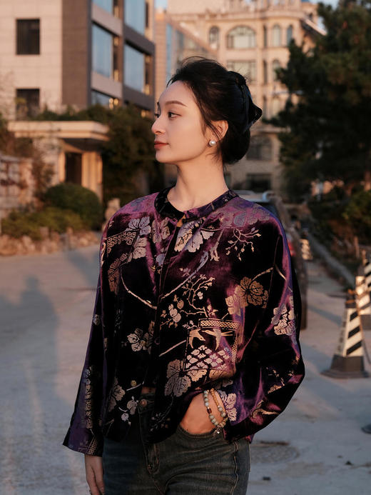 盛唐牡丹 |真丝丝绒烫银外套(三色可选） 商品图5