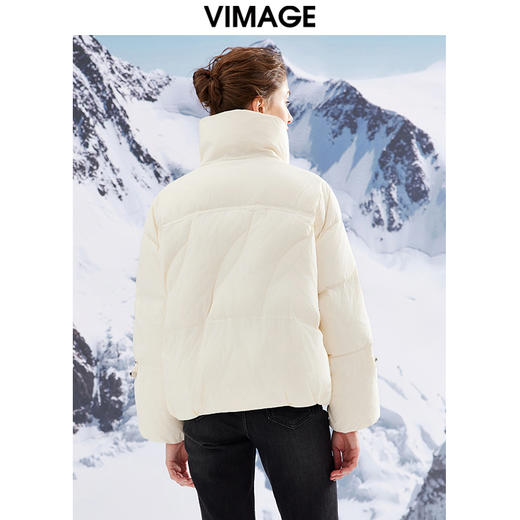 VIMAGE纬漫纪VIMAGE纬漫纪加厚保暖立领简约茧型显瘦 中长款百搭羽绒服冬新款VD2311203 商品图4