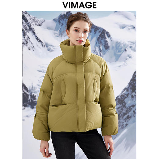 VIMAGE纬漫纪VIMAGE纬漫纪加厚保暖立领简约茧型显瘦 中长款百搭羽绒服冬新款VD2311203 商品图6