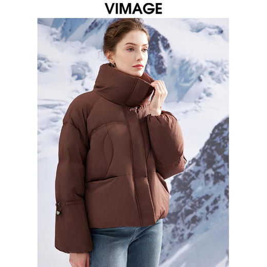 VIMAGE纬漫纪VIMAGE纬漫纪加厚保暖立领简约茧型显瘦 中长款百搭羽绒服冬新款VD2311203 商品图10