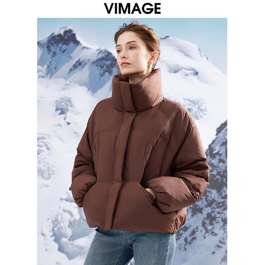 VIMAGE纬漫纪VIMAGE纬漫纪加厚保暖立领简约茧型显瘦 中长款百搭羽绒服冬新款VD2311203 商品图11