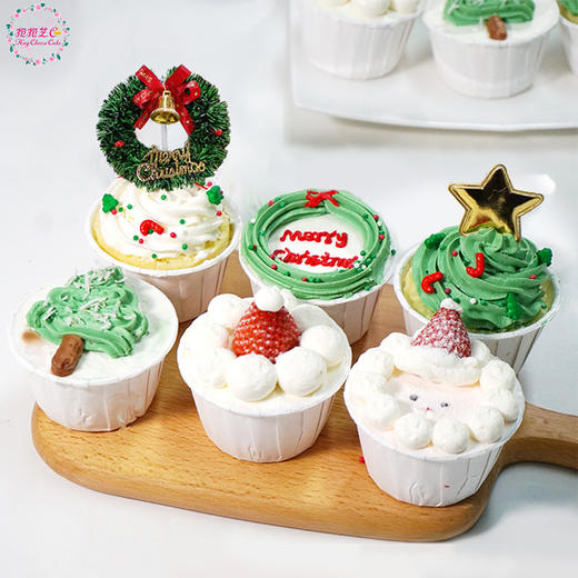 圣诞节主题cupcake 一口奶油甜到心巴上，甜度满分，快乐也要满分~~ 商品图1