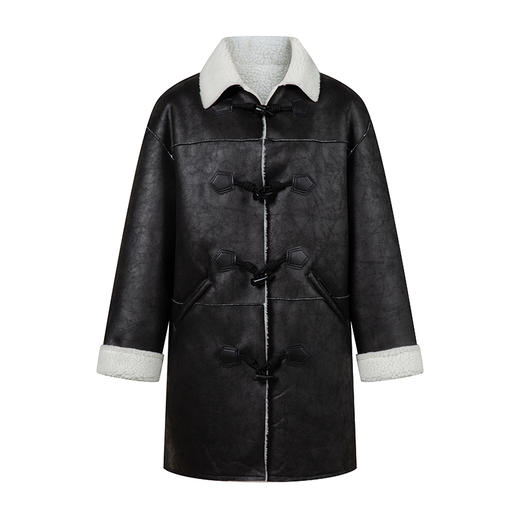 （小眠专属）HeyDress牛角扣皮毛一体外套女冬季复古保暖麂皮绒羊羔毛皮草大衣 商品图4