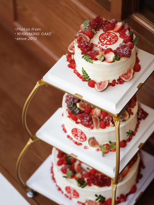 「囍结连理，果漾添福」红石榴草莓婚礼纪念日蛋糕·100%动物奶油（附图6+8+10寸三层，季节性蛋糕，提前微信沟通） 商品图5