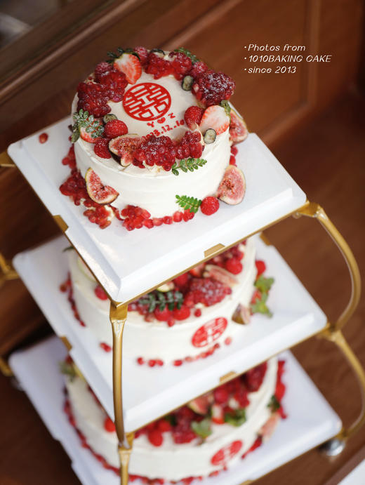 「囍结连理，果漾添福」红石榴草莓婚礼纪念日蛋糕·100%动物奶油（附图6+8+10寸三层，季节性蛋糕，提前微信沟通） 商品图4