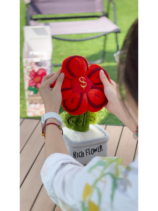 RICH FLOWER 有钱花 毛绒摆件 30CM 红色 毛绒玩具公仔客厅装饰生日新年年会礼物 商品图3