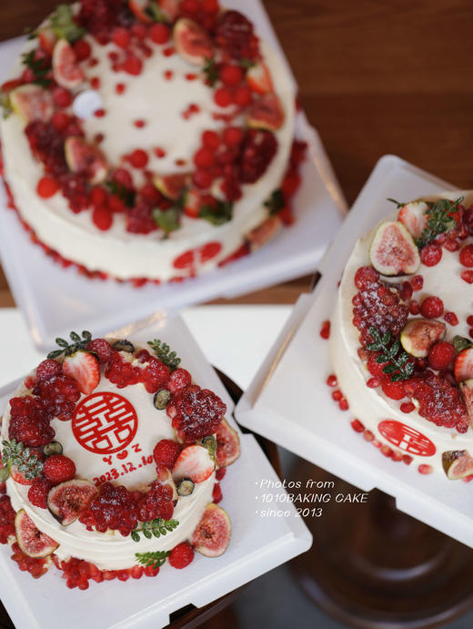 「囍结连理，果漾添福」红石榴草莓婚礼纪念日蛋糕·100%动物奶油（附图6+8+10寸三层，季节性蛋糕，提前微信沟通） 商品图3
