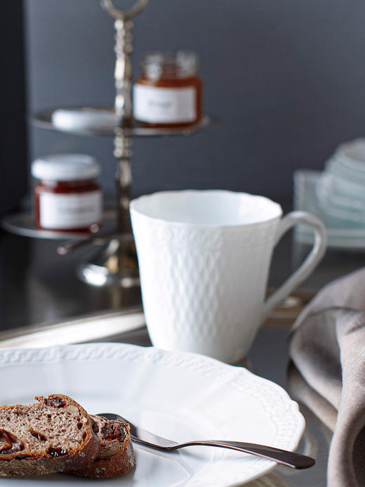 Noritake则武 cher blanc马克杯大容量白色浮雕杯水杯燕麦杯 商品图3