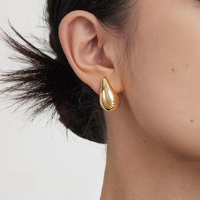 Oflye潮流饰品 水滴金色耳环女小众设计感气质耳钉法式复古耳饰新款秋冬