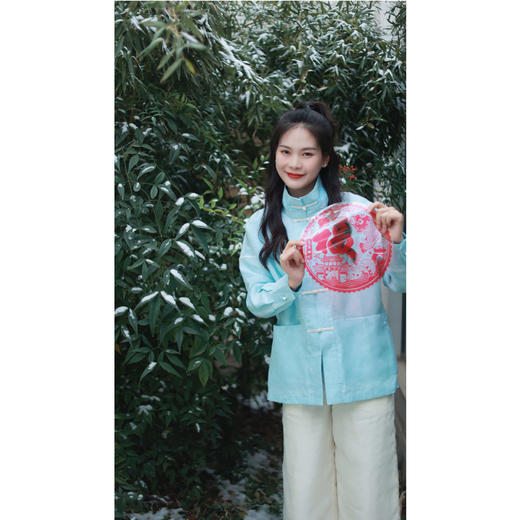 【抖音专属】中式立领衬衫（24710033-碧落） 商品图0