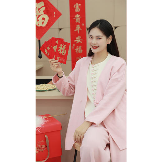 【抖音专属】【贺春系列】V领外套（24705020-桃夭） 商品图0