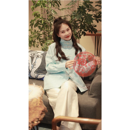 【抖音专属】中式立领衬衫（24710033-碧落） 商品图3