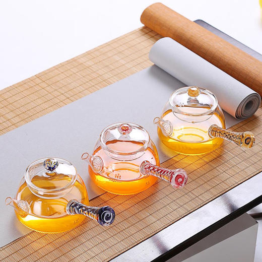 璃匠-LCHO24克尚持花侧把壶蓝色茶壶 商品图2