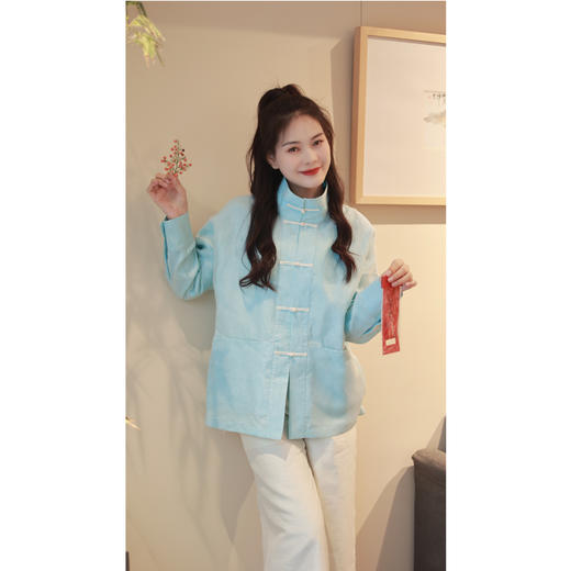 【抖音专属】中式立领衬衫（24710033-碧落） 商品图2