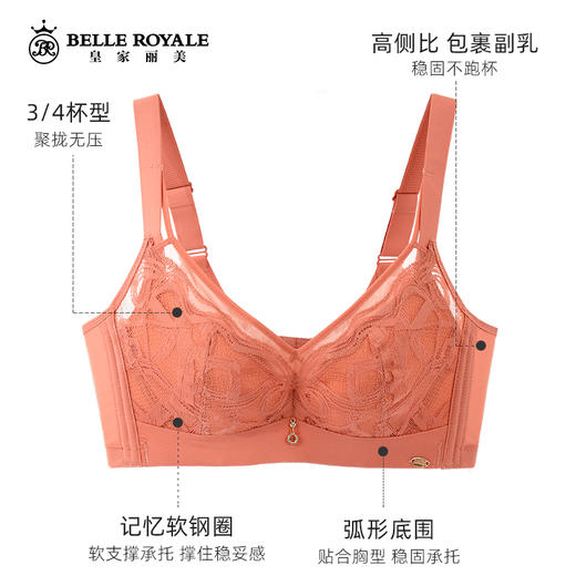 新款调整型文胸薄款大胸显小3/4杯型透气洞洞棉记忆软圈收副乳女款内衣WJ2308-1 商品图3