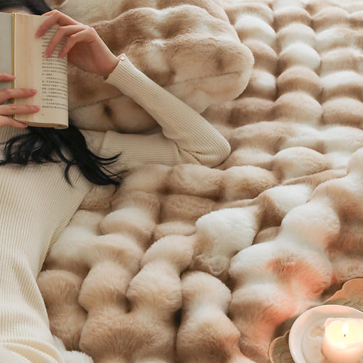 【换季出清】自然醒托斯卡纳法式轻奢保暖仿皮草扎染色毛毯沙发盖毯午睡盖被冬季加厚毯子MT 商品图1
