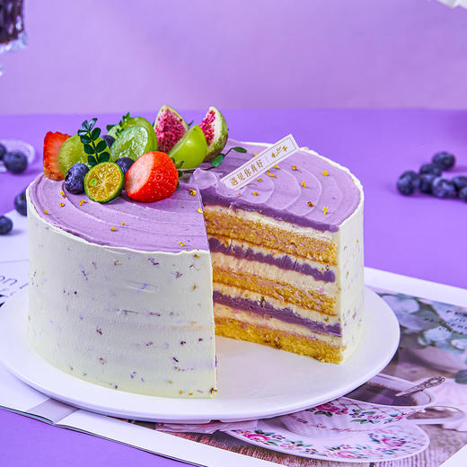 【芋见你】双层芋泥夹心生日蛋糕草莓青提蓝莓（提前6--8小时下单，18:00后下单最快第二天15:30后可到店取货，具体时间看门店而定。） 商品图2